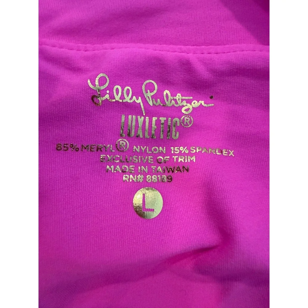Lilly Pulitzer Luxletic Emalee Meryl Nylon Skort Pink UPF 50 Ruffle Large 29516